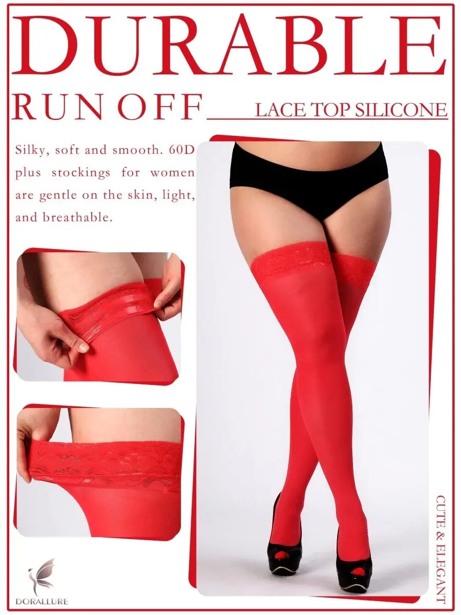 Plus Size Thigh High Stockings Silky Pantyhose - Love Salve